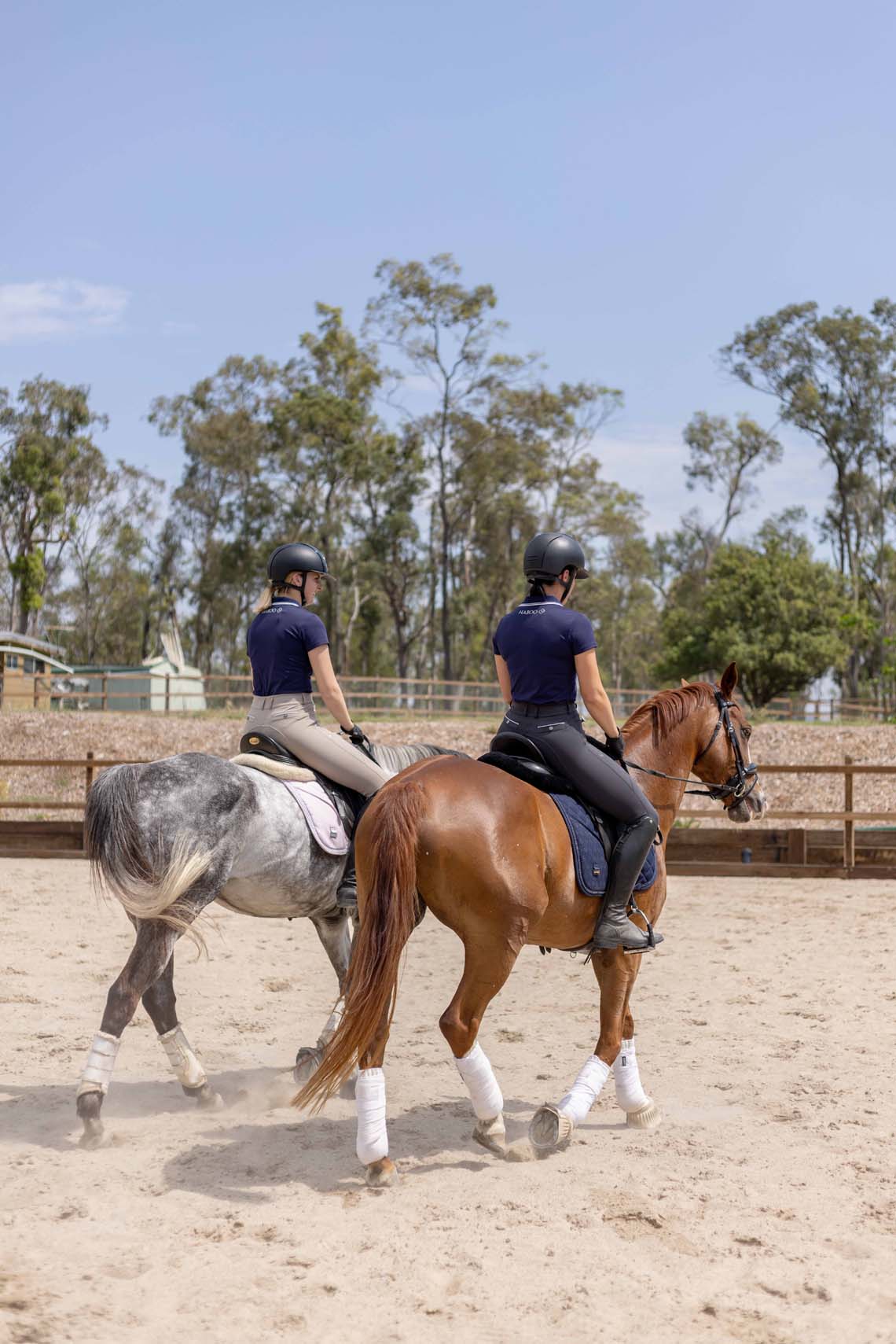 Show-quality navy equestrian polo with refined finish