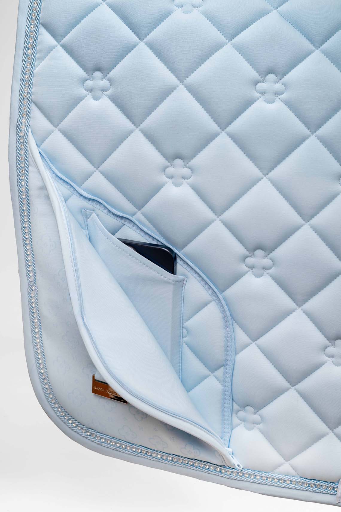 Baby blue dressage saddle pad ideal for lessons and trail riding
