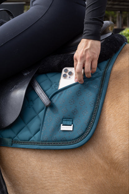 Peacock Green Jump Cut Saddle Pad With Pocket