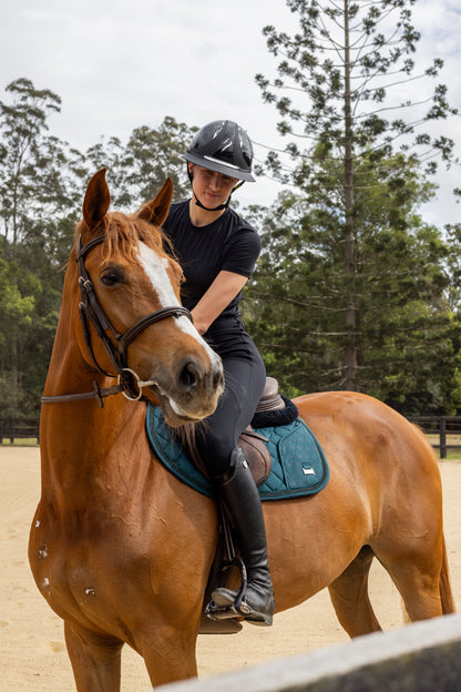 Peacock Green Jump Cut Saddle Pad With Pocket