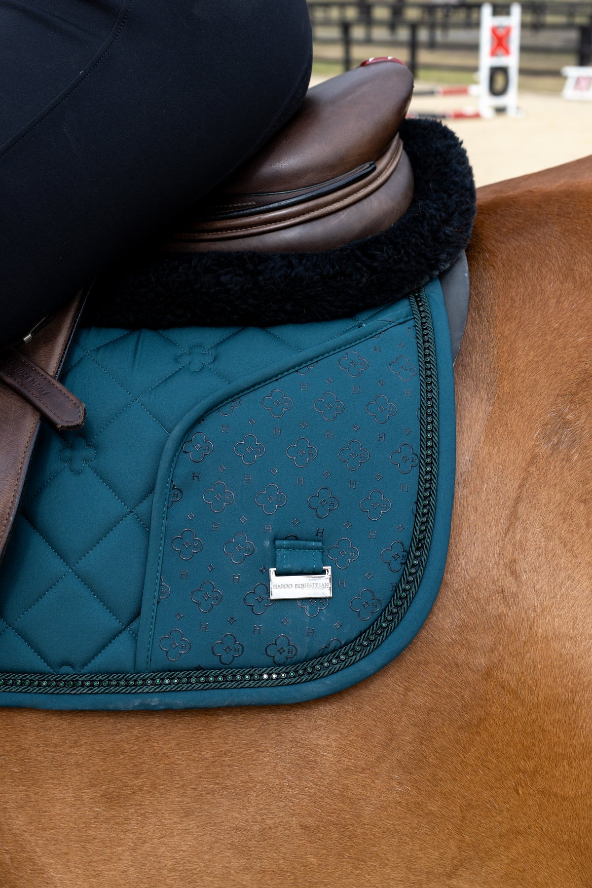 Peacock Green Jump Cut Saddle Pad With Pocket