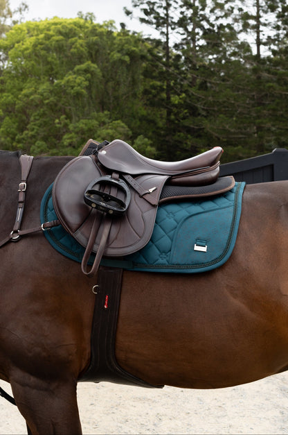 Peacock Green Jump Cut Saddle Pad With Pocket