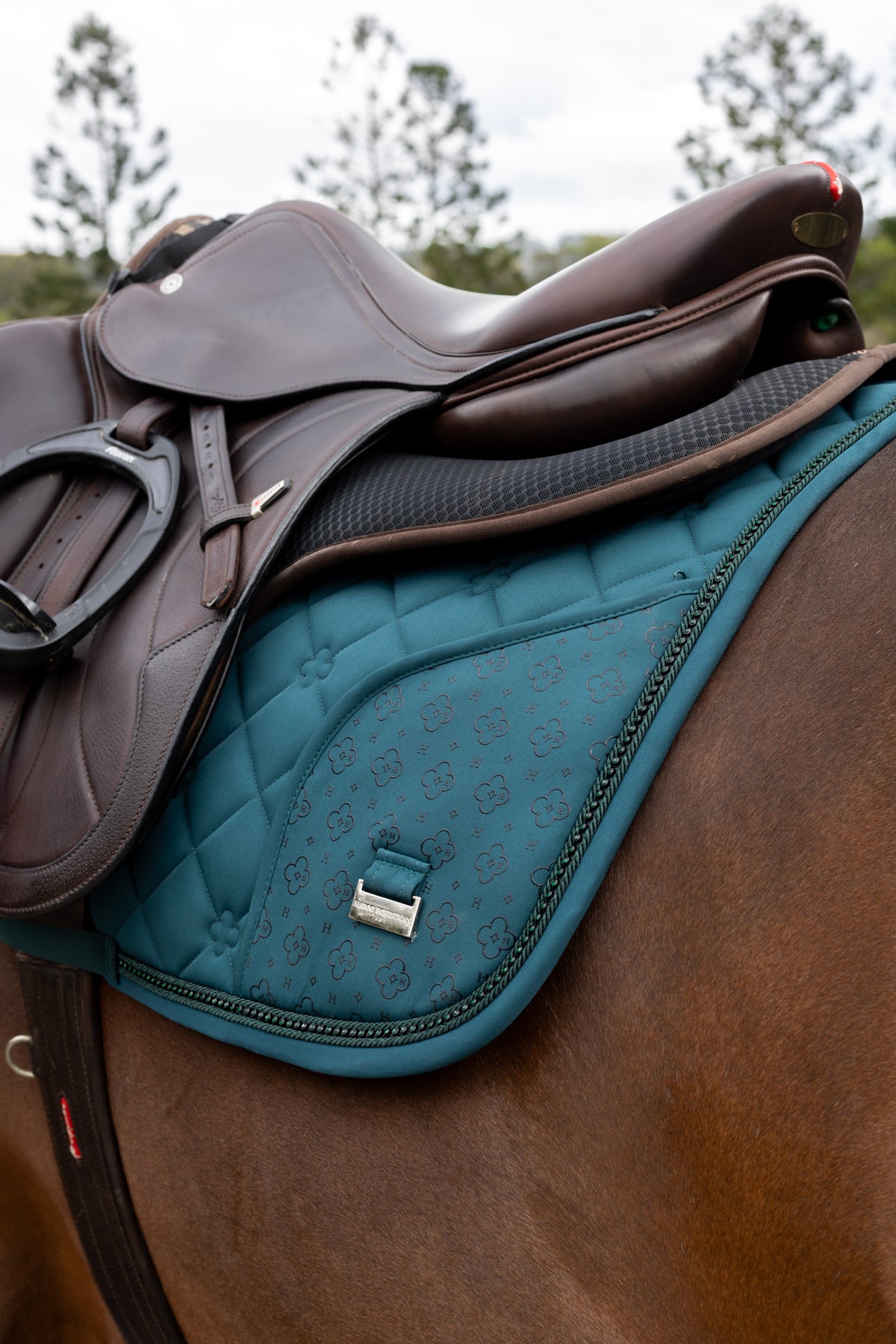 Peacock Green Jump Cut Saddle Pad With Pocket