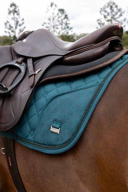 Peacock Green Jump Cut Saddle Pad With Pocket