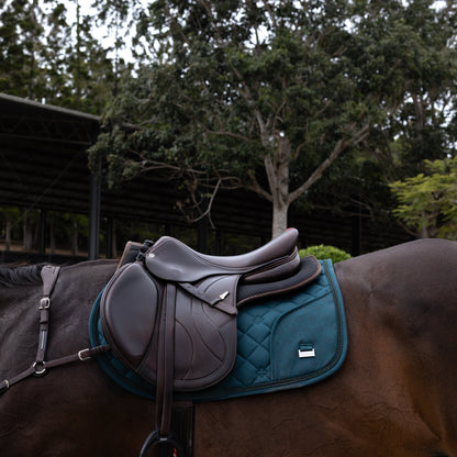 Peacock Green Jump Cut Saddle Pad With Pocket