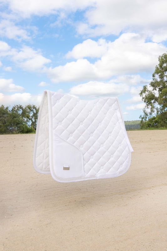 Limited Edition White Competition Dressage Saddle Pad W/Pocket